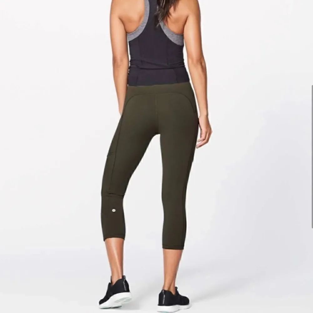 Lululemon Speed Up Crop Pockets Evergreen